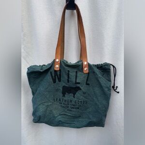 Will Teal Travel Tote, Leather Straps, Sinch Top